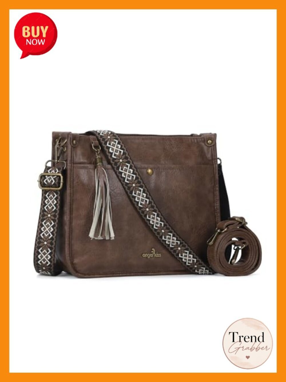 Vegan Leather Hobo Crossbody Bag with Guitar Strap